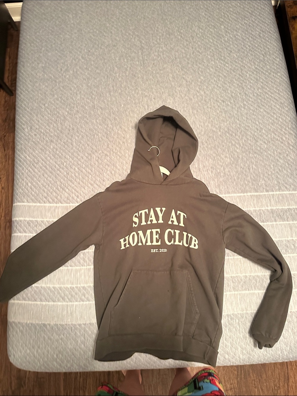 Stay At Home Club Olive Green Hoodie Art Print